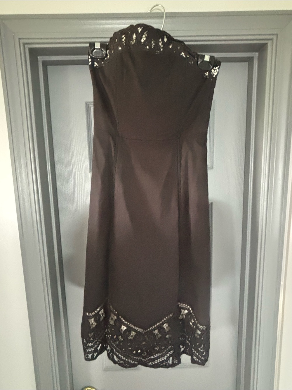 White House Black Market Strapless Lace-Hem Dress